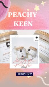 Introducing Alena’s Peachy Keen, All-Natural, Hand-Poured 100% Soy Wax Candles. 4 Alena's Peachy Keen 10% all Natural Soy Wax candle comes in 10 ounce & 16 ounce glass jar with wooden lid, and wooden wicks. Goes with all your home decor!