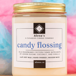 Candy Flossing Candle with Cotton Candy in the back