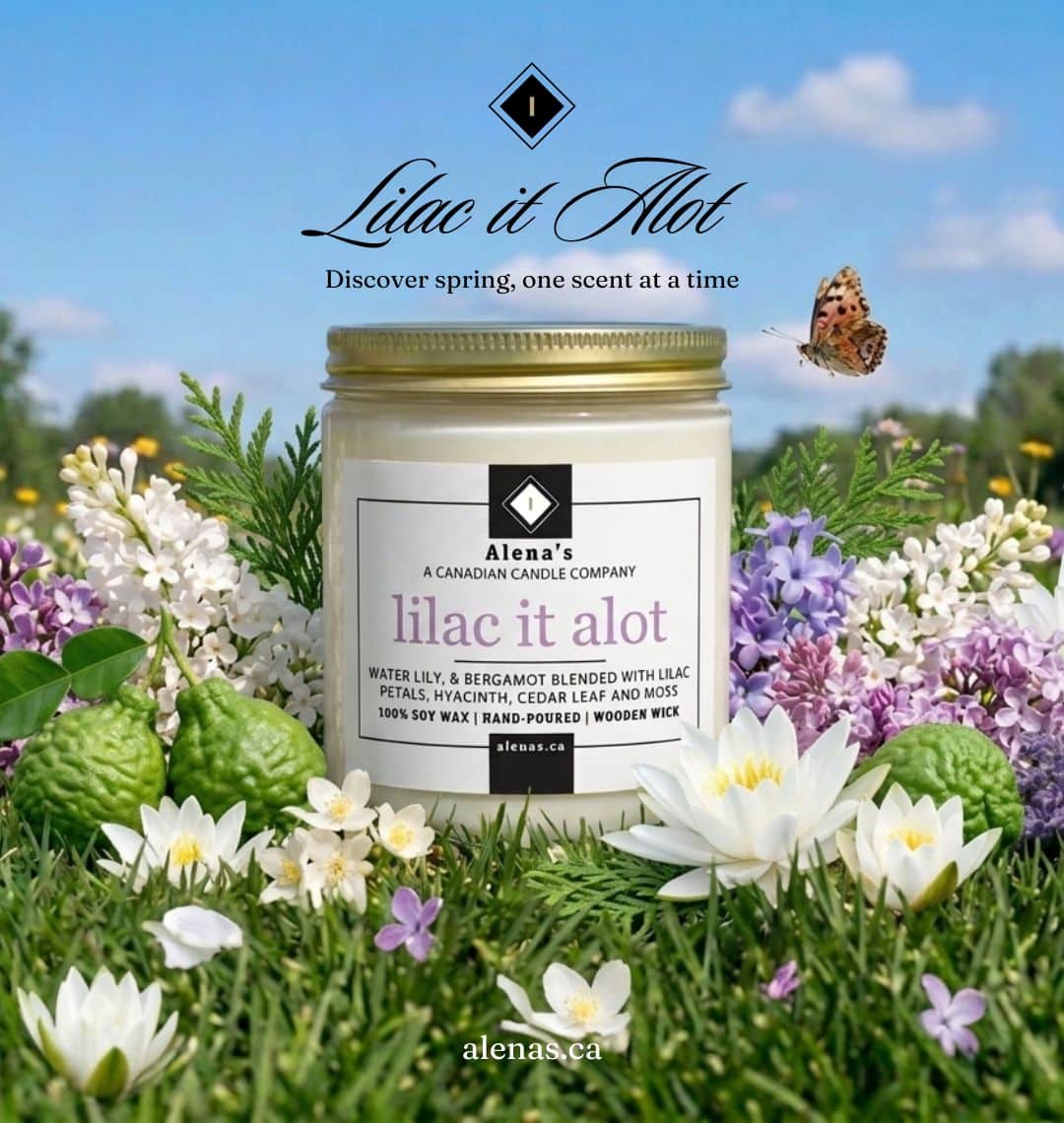 Lilac It A Lot candle hand-poured in Ontario